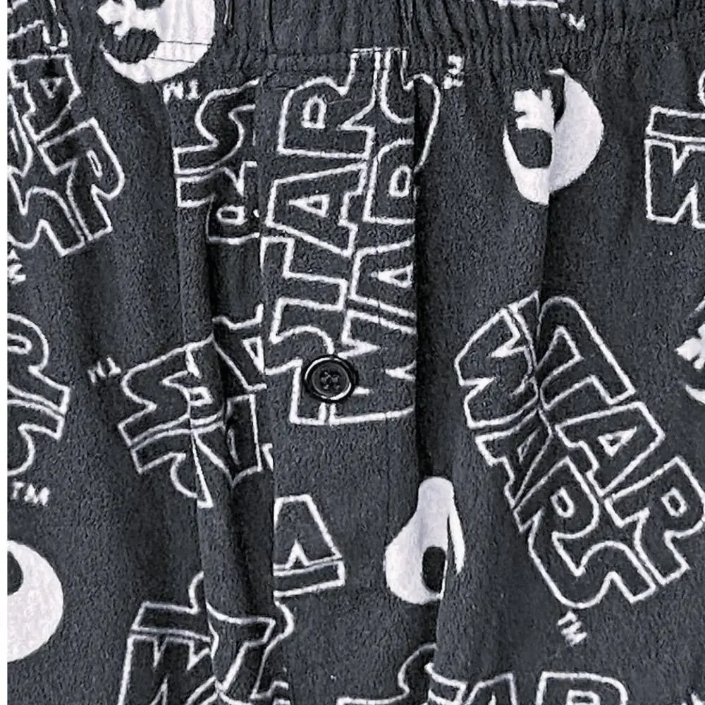 STAR WARS Black & White Fleece Lounge Pajama Pants ~ Boys Size LARGE